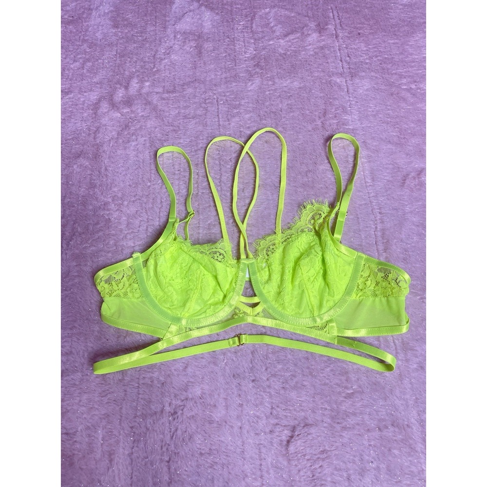 ULTRA SHEER / NO PAD-LINING / LACE /neon Green XL Bra Lingerie‎